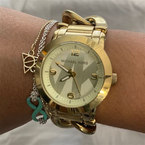 michael kors mk-3161 gold-tone chain watch|michael kors mini lock watch.